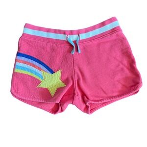 Mini Boden Girls shorts Size 9Y Pink with embroidered rainbow drawstring